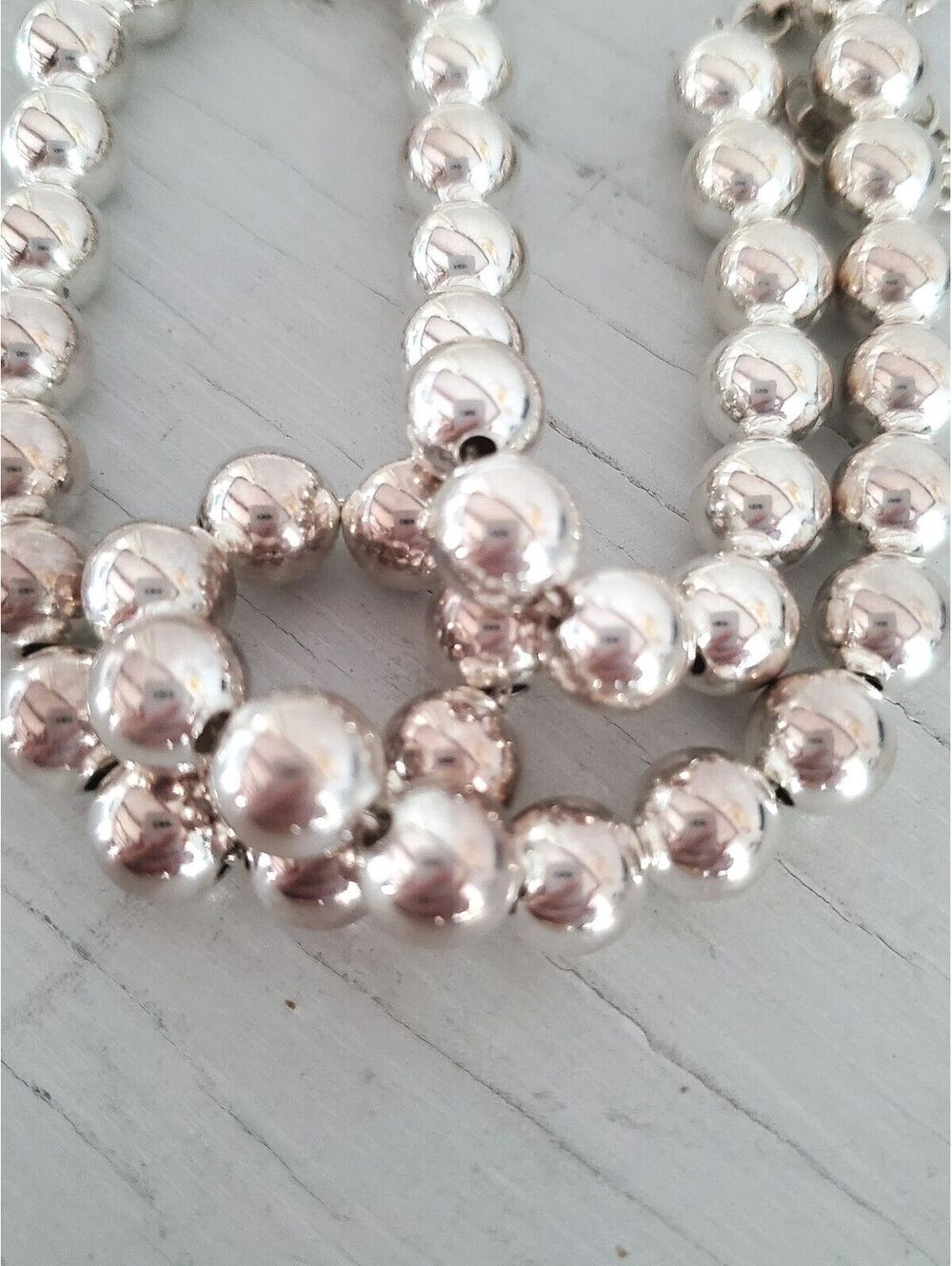 Vintage Sterling Silver Bead Necklace - Picture 2 of 5